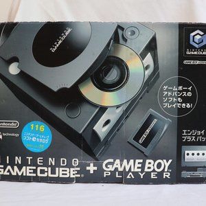 Nintendo GameCube Black DOL-001 JP Version Enjoy Plus Pack GB Player Gameboy